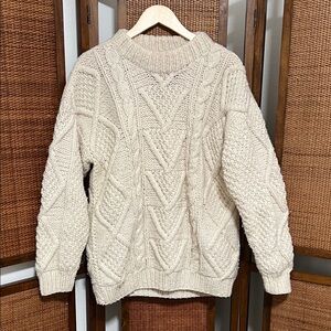 Sisadina handicrafts Cream Cable Knit Sweater 100% wool